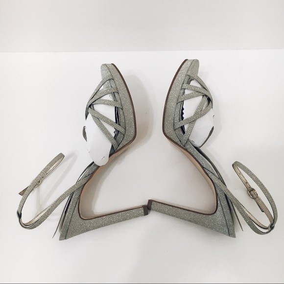 Nine West Size 9 Sparkly Glittery Strappy Platform Dress Sandals Heels Shoes - Picture 6 of 9